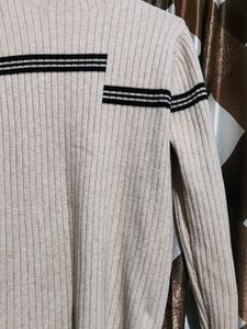 Men's Striped Mock Neck Sweater