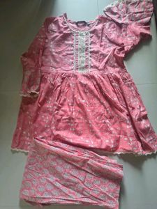 Beautiful Pink Floral Coord Set with Lace border