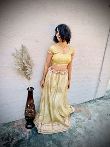 Gold Embroidered Lehenga Choli Set