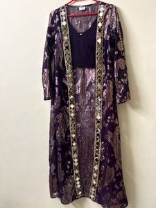 Purple palazzo with shrug set