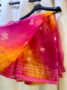 Pink &amp; Yellow Soft Fabric Saree With Blouse