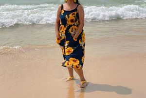 floral Print one Piece/button.slip Dress