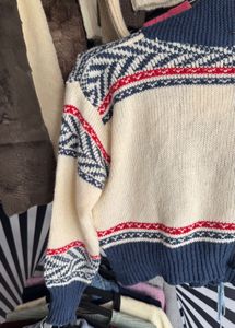 Vintage Patterned Knit Cardigan