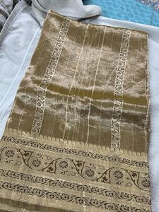 Elegant Brocade golden silk Saree