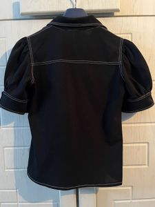 Co-ord set Black Button-Up Top Puff Sleeves c