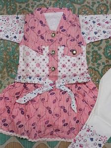 Cute Pink Printed Girls' Outfit