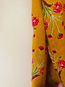 Mustard Pure Cotton Kurti With Pockets