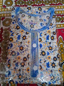 Blue Floral Print Kurta And Pant Set.