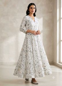 Elegant Floral Print Anarkali Gown