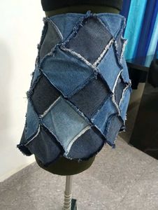 Denim Patchwork Mini Skirt
