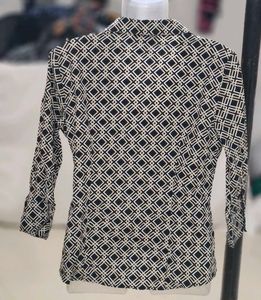 ALFANI Stylish Black and White Geometric Print Top
