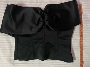 Chic Black Bow Front Off-Shoulder Top