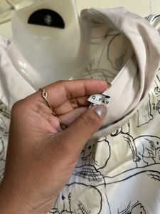 Cute Elephant Print Button-Up Shirt