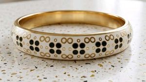 Elegant Gold & White Patterned Bangle (Any 1)