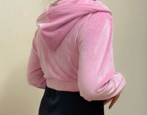 Outryt Pink Velour Zip-Up Hoodie