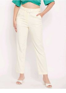 madame off white trouser with belt