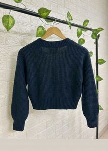 Zara Navy Blue Cropped Cardigan