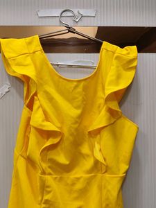 Chic Yellow Ruffled Dress