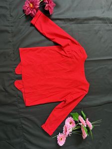 Chic Red Open Front Jacket