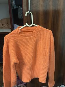 Orange Knit Cropped Sweater