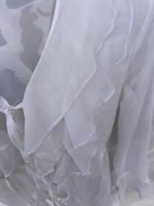 Sheer White Ruffle Tie-Front Top