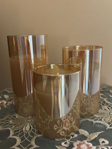 Set of 3 Amber Glass Votive Holders