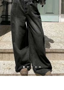 Trendy Black Wide Leg Jeans
