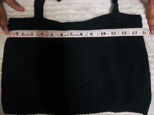 Combo of Black Cropped Knit Tank Top + yellow one