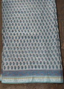 Vintage Floral Print Cotton Saree