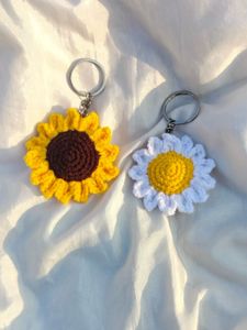 Crocheted Sunflower Keychain