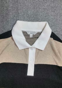 M&amp;S Striped Knitted Rugby Top