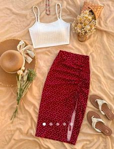 Red Hearts Co-ord Set with Slit ❤️