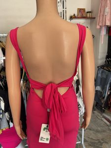 Newme Hot Pink Ruched Bodycon Dress