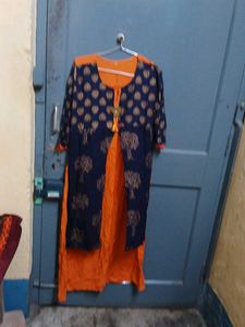 Blue &amp; Orange Tree Print Dress