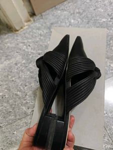Charles and Keith Black Knotted Mules
