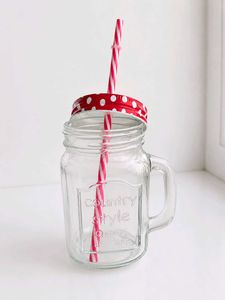 Cute Fruit Design Mason Jar Mugs with Straws (Set