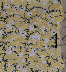Yellow Floral Kurta with White Pants Set