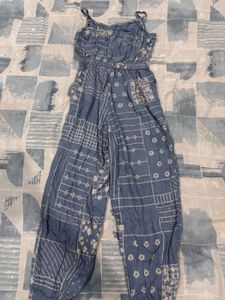 Blue Patterned Jumpsuit