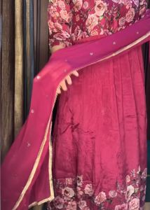 Pink chinnon gown suit set