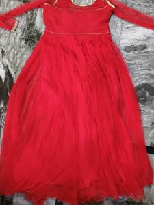 Stunning Red Embellished Anarkali Gown