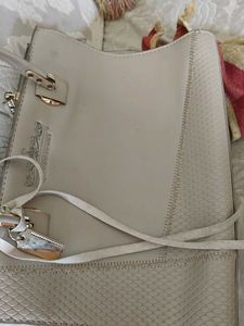 Stylish branded Beige Handbag  Textured Accent
