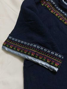 Embroidered Blue Ethnic Kurta