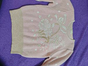 Pink Floral Knit Sweater