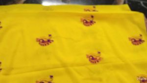 Bright Yellow Designer Saree