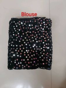 10-12 year girl Elegant Sequined Blue Saree