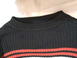 H&amp;M Black Striped Ribbed Knit Dress