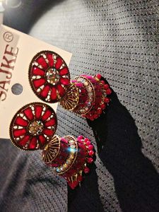 Elegant Pink Jhumka Earrings