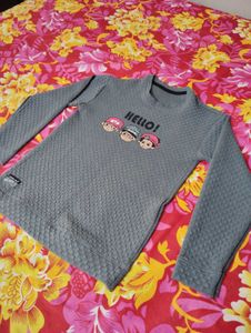 Grey "HELLO!" Graphic Sweatshirt