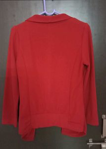 Red Blazer with Printed Top