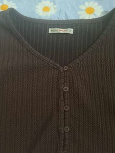 Comfortable Brown Button-Up Top